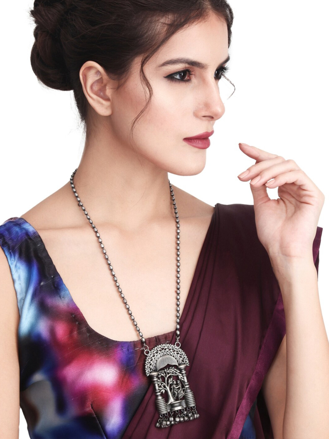 Anvik Silver-Plated Oxidised Necklace
