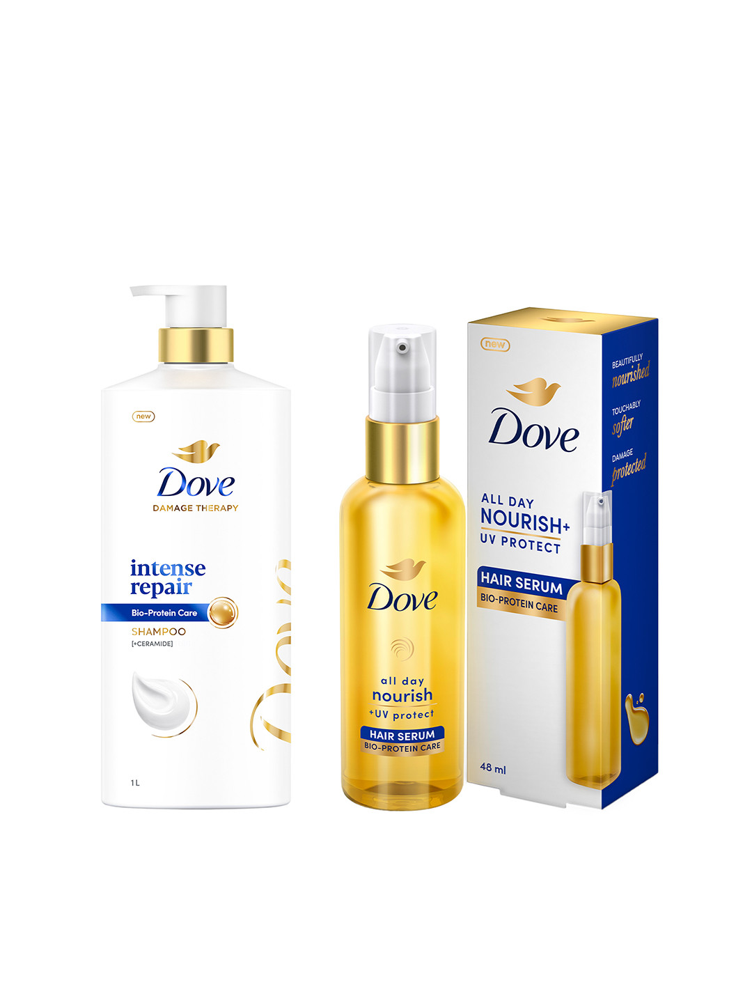 Dove Intense Repair Shampoo 1 L & All Day Nourish Hair Serum 48ml