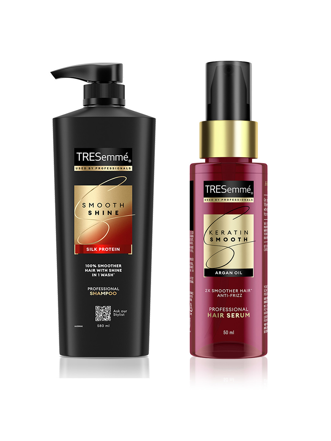 TRESemme Smooth & Shine Shampoo 580ml & Keratin Smooth Anti-Frizz Hair Serum 50ml