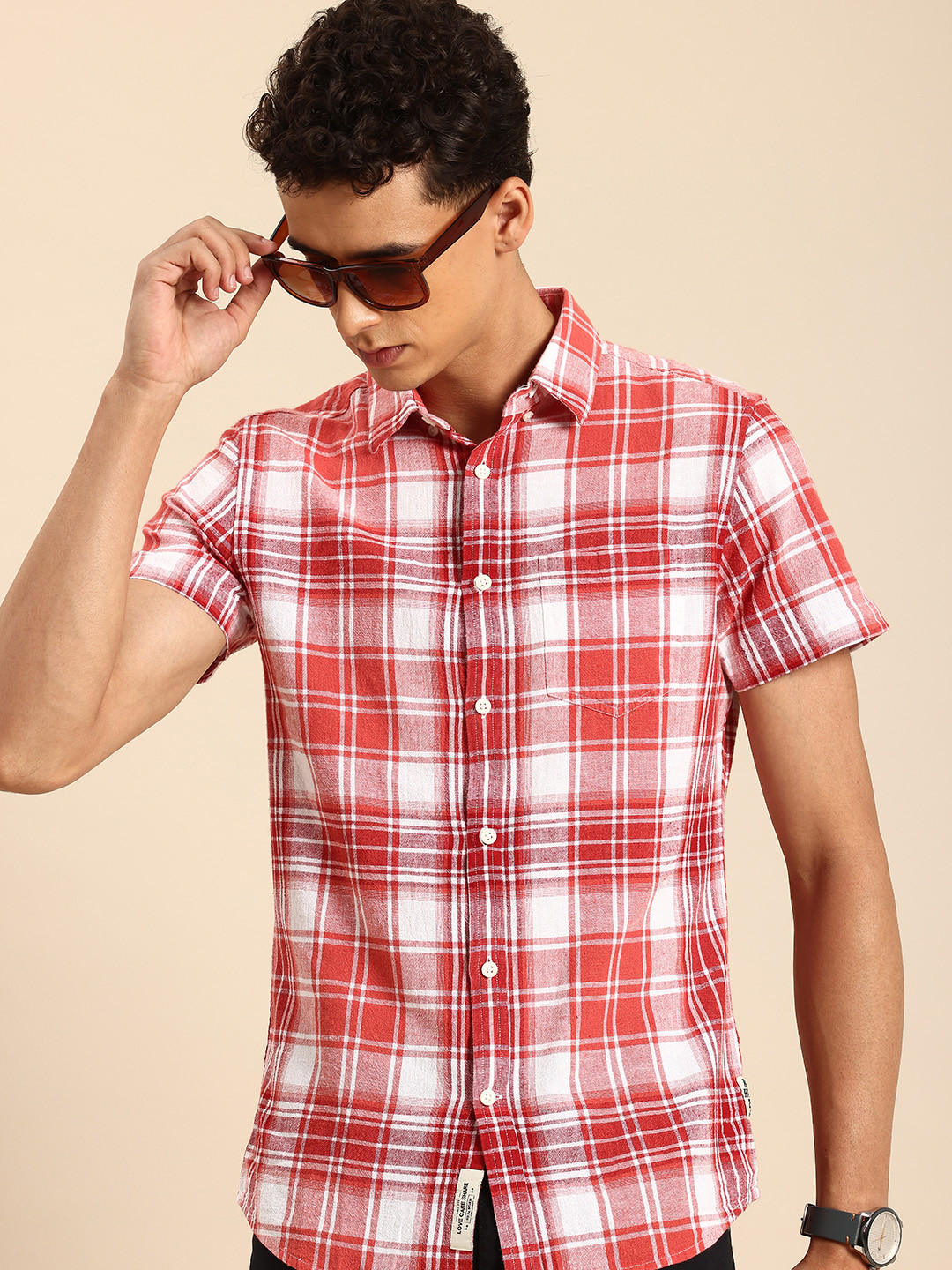 Being Human Cotton Linen Slim Fit Tartan Checks Opaque Casual Shirt