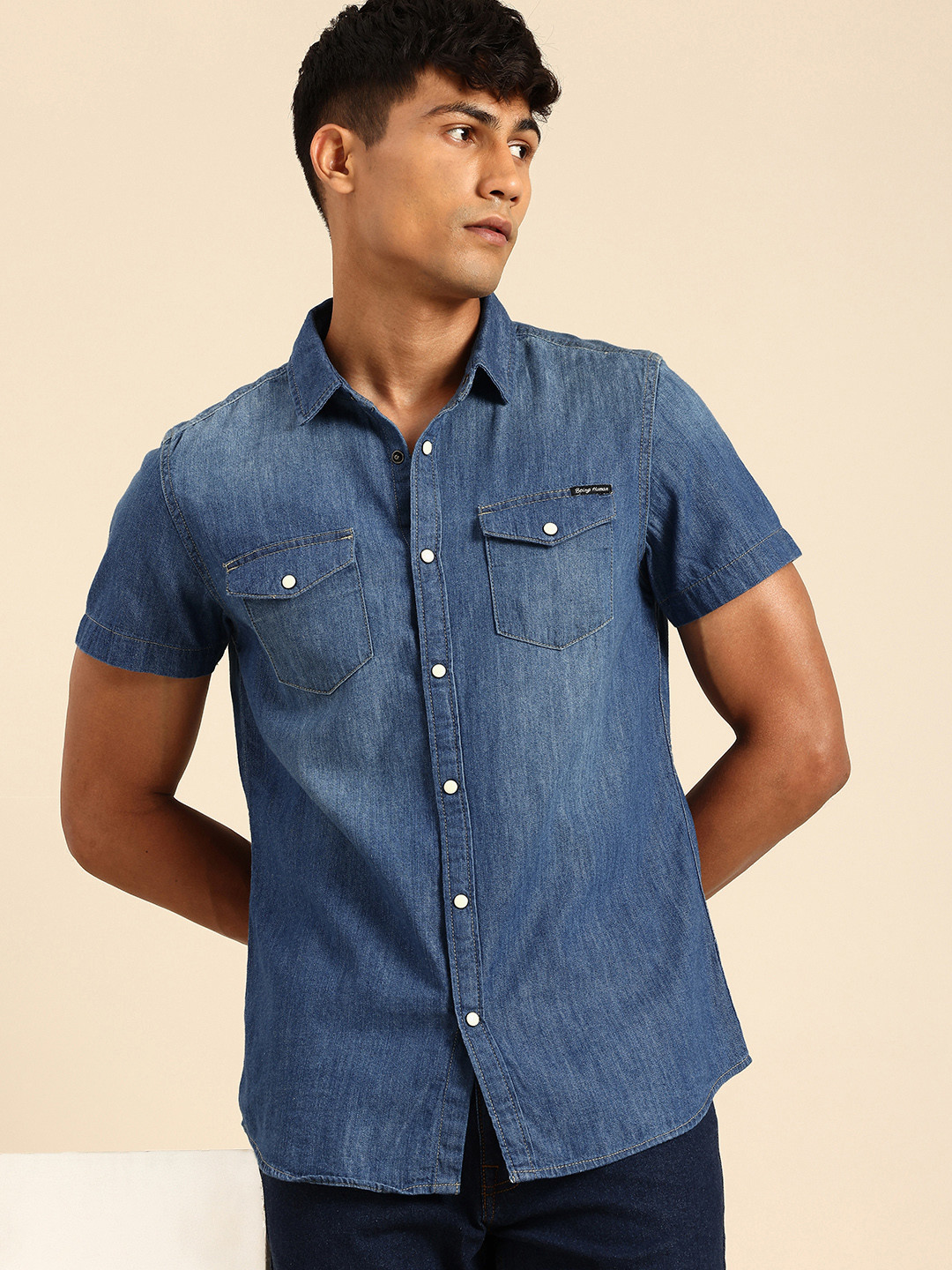 Being Human Chambray Pure Cotton Casual Shirt