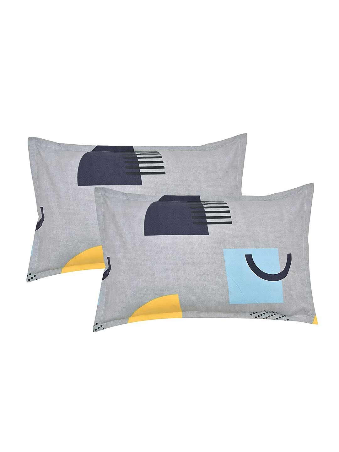 RRC Grey & Black 2 Pieces Printed Rectangle Pillow Covers