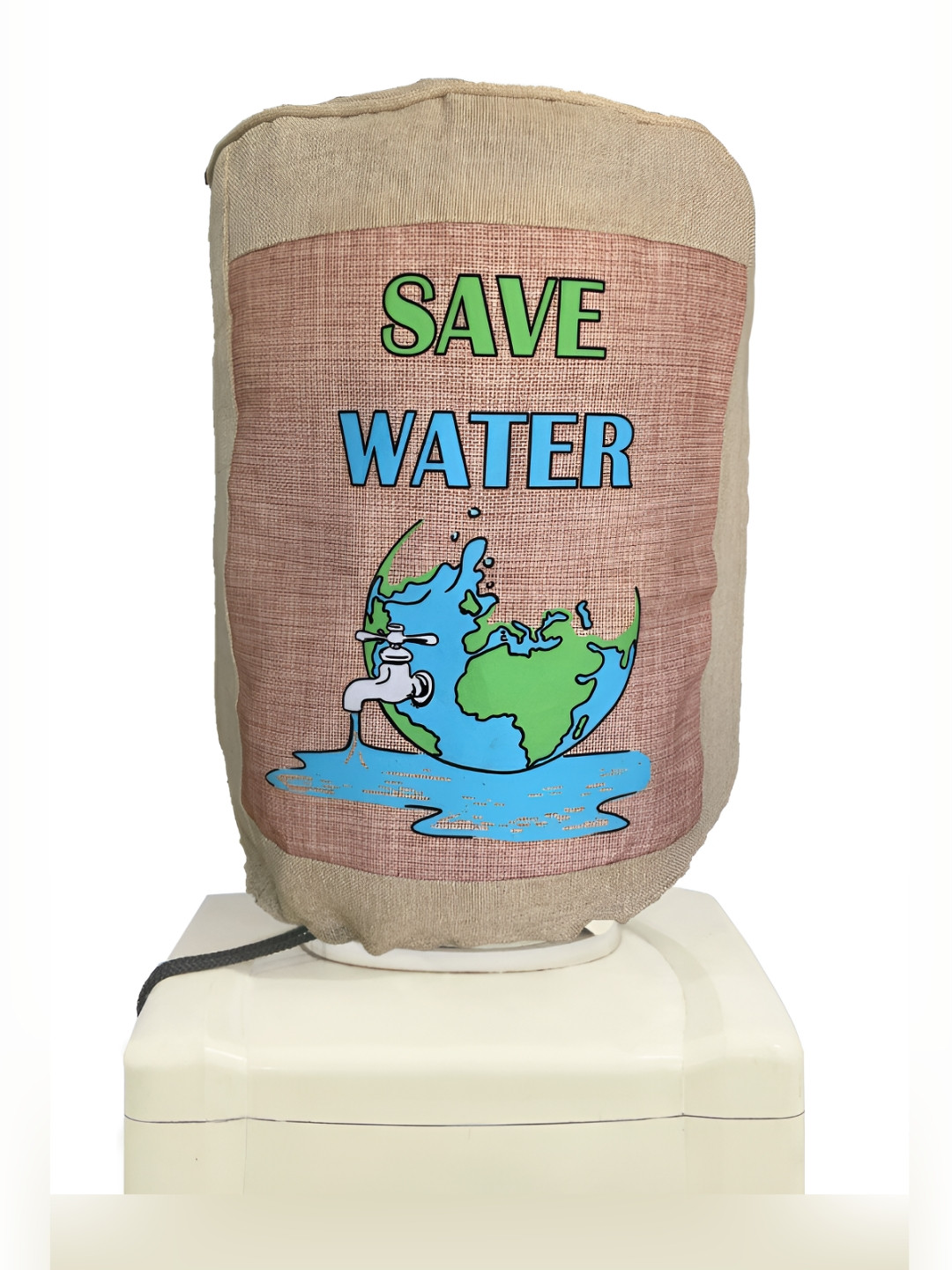 SWAYAM Blue & Beige Save Water Printed Water Dispenser Cover