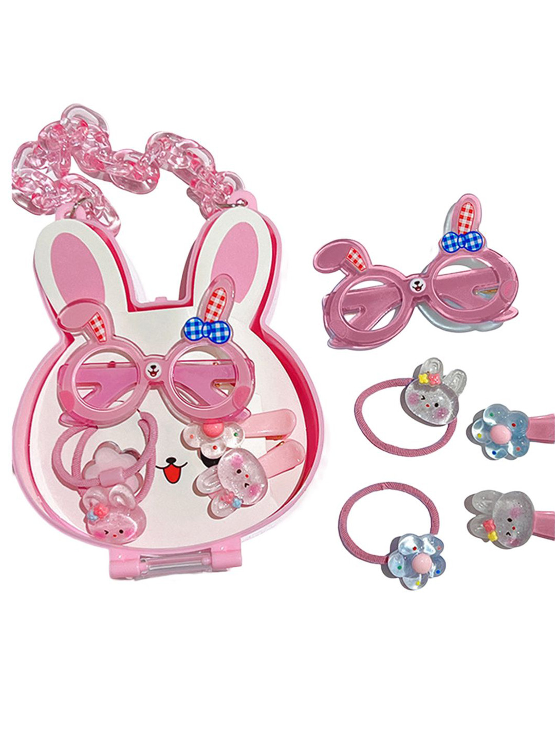 Babymoon Set of 6 Baby Girl Gift Box Sunglasses, Hair Accessories, Hair Clips, Rubber Band