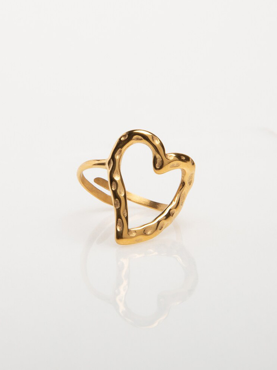 WHITE LIES Gold-Plated Stainless Steel Heart Ring