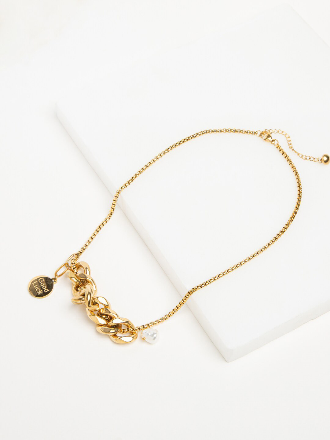 WHITE LIES Gold-Plated Stainless Steel Chunky Link Necklace