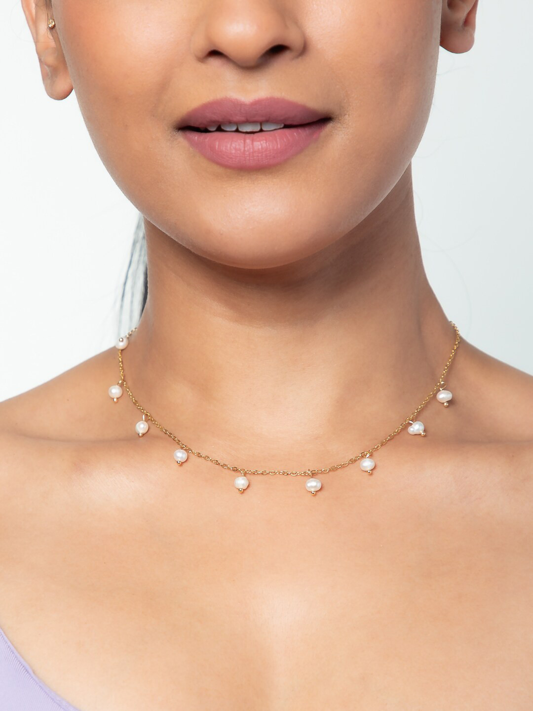 WHITE LIES Gold-Plated Stainless Steel Beaded Chain