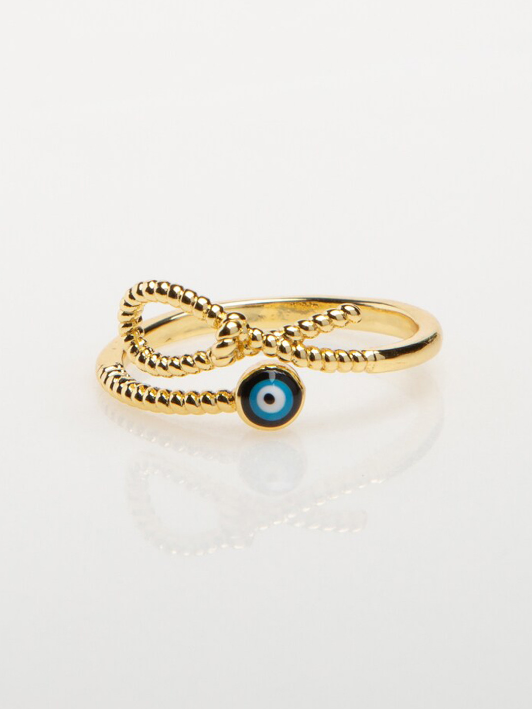 WHITE LIES Gold-Plated Evil Eye Bow Finger Ring