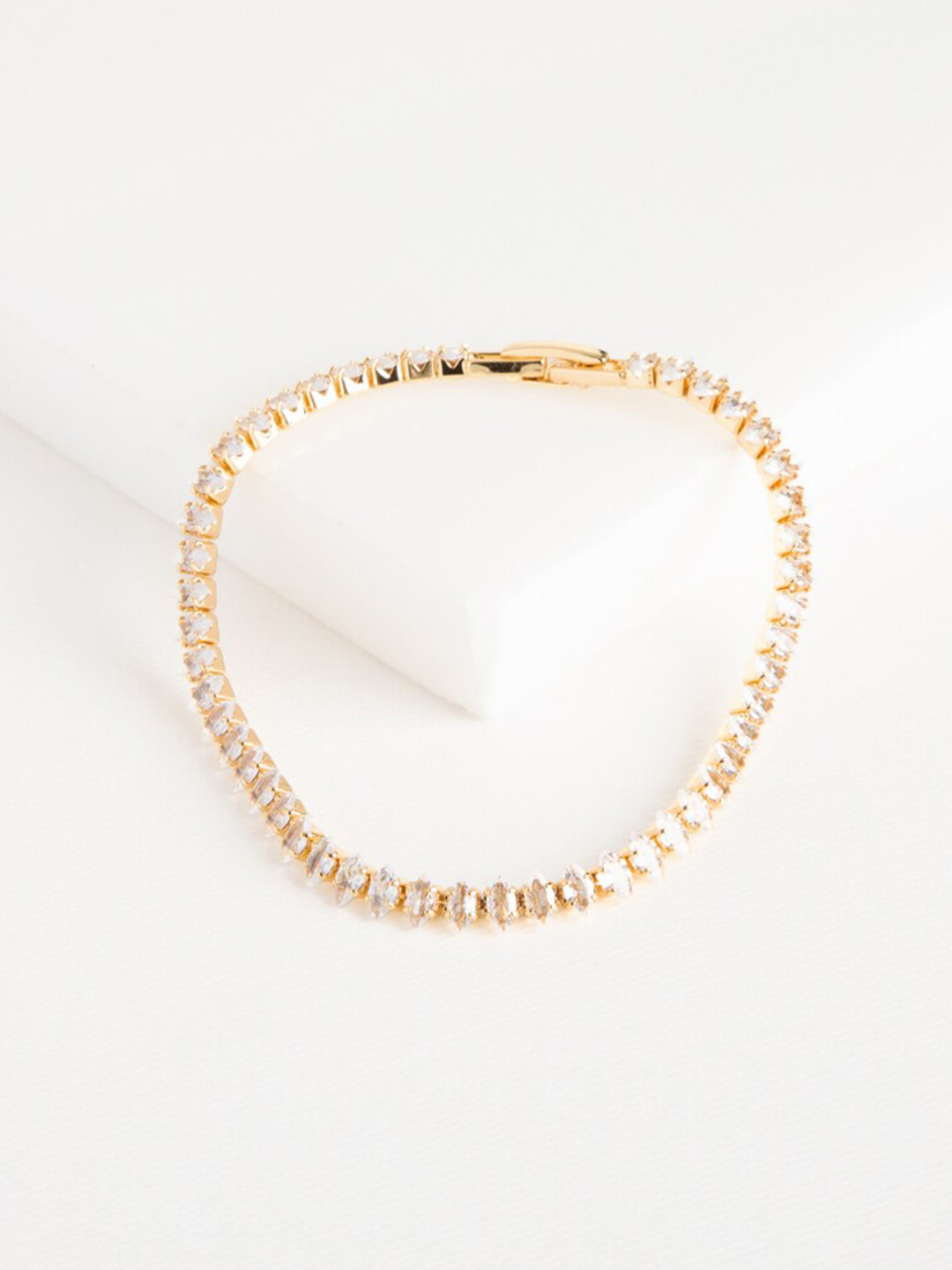 WHITE LIES Copper-Plated Cubic Zirconia Studded Wraparound Bracelet