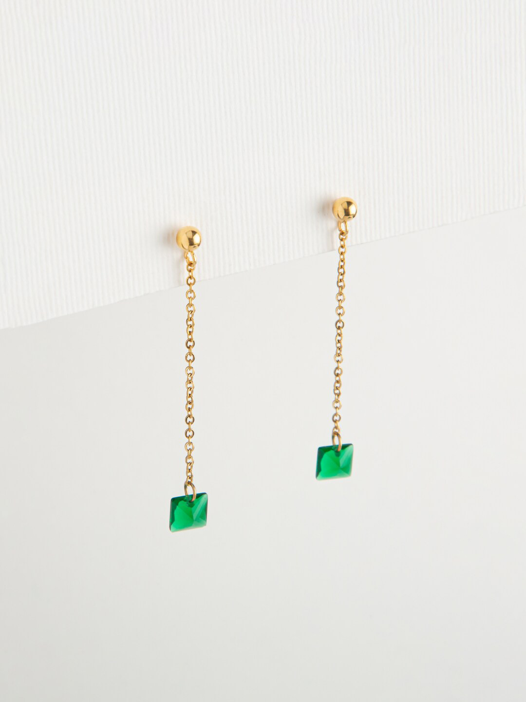 WHITE LIES Gold-Plated Stainless Steel Contemporary Drop Earrings