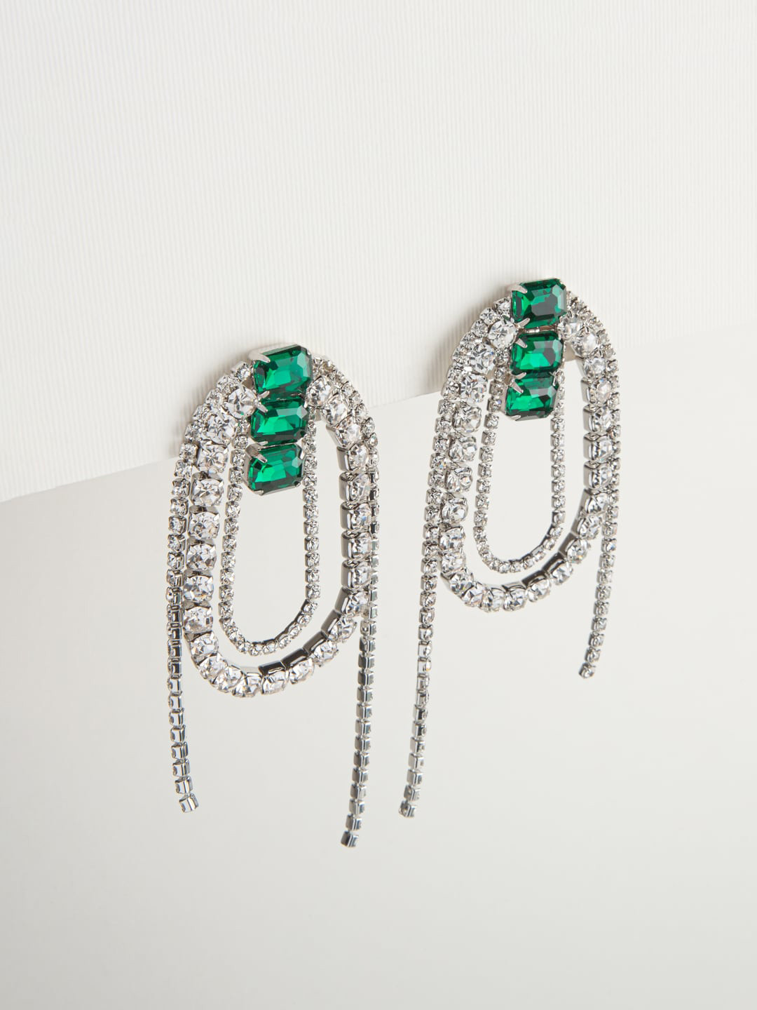 WHITE LIES Alloy Rhinestone Contemporary Hoop Earrings