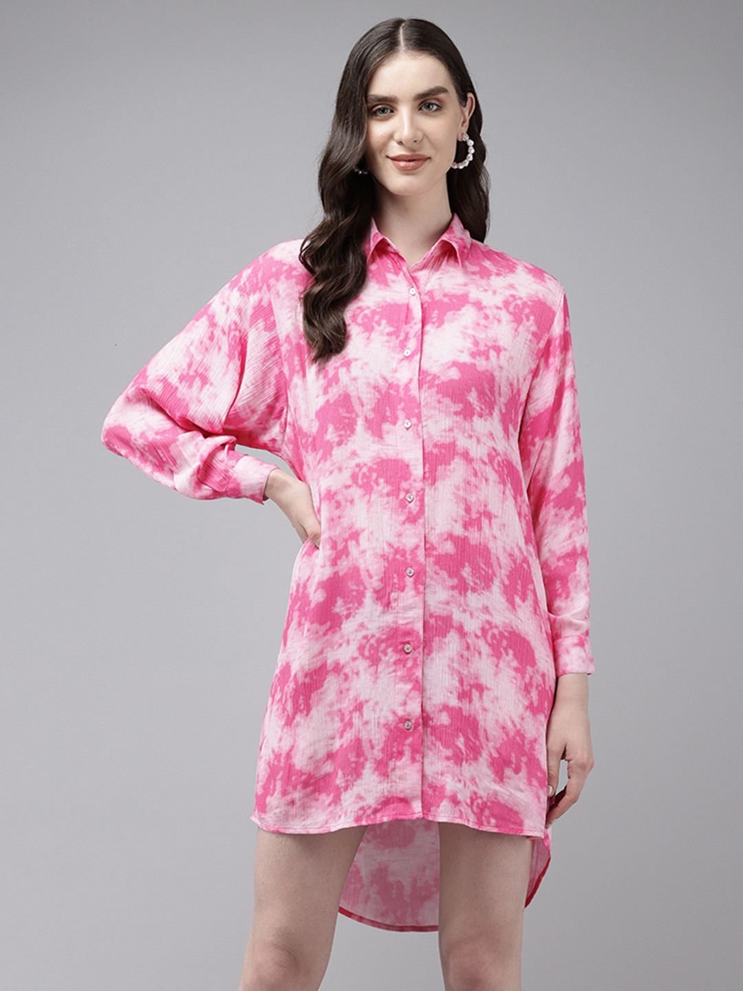 EVERYDAY by ANI Tie and Dye High Low Hem Shirt Dress