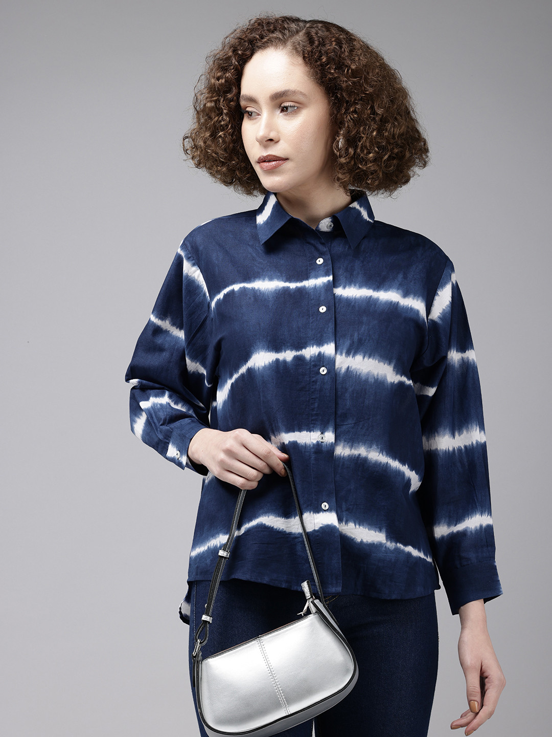 EVERYDAY by ANI Women Tie & Dye in Stripe Pattern Casual Shirt