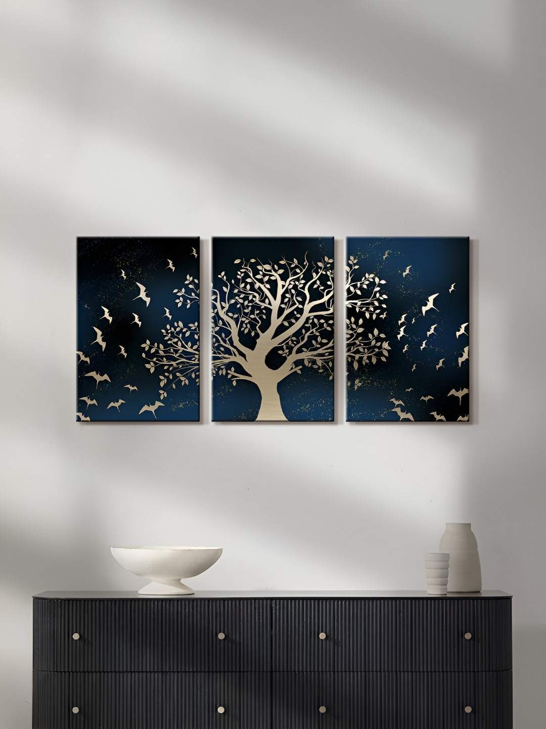 999Store Birds Flying To Life Tree Canvas 3 Piece Rectangle Paintings Wall Art -16 x10In