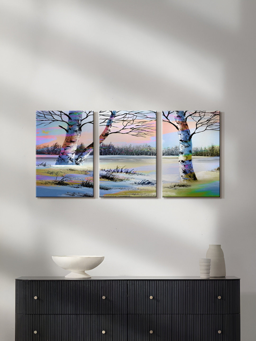 999Store Blue & Pink 3 Piece Canvas Paintings Wall Art