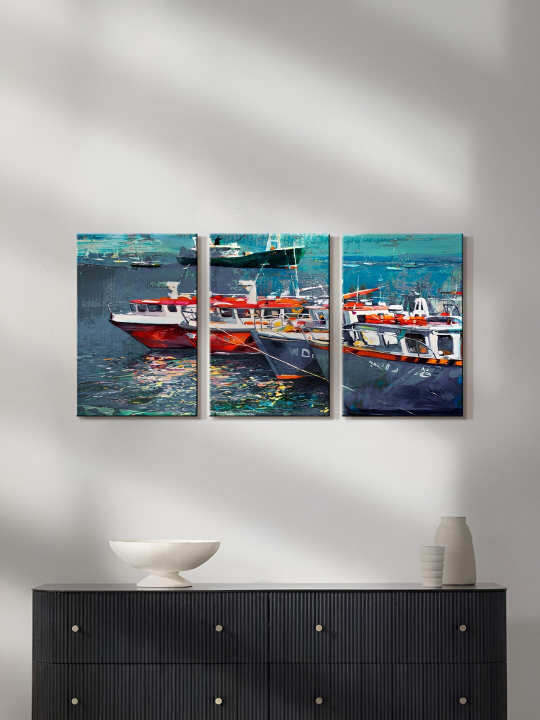 999Store MarineShips Canvas 3 Piece Wall Rectangle Paintings Wall Art - 16 x 10In