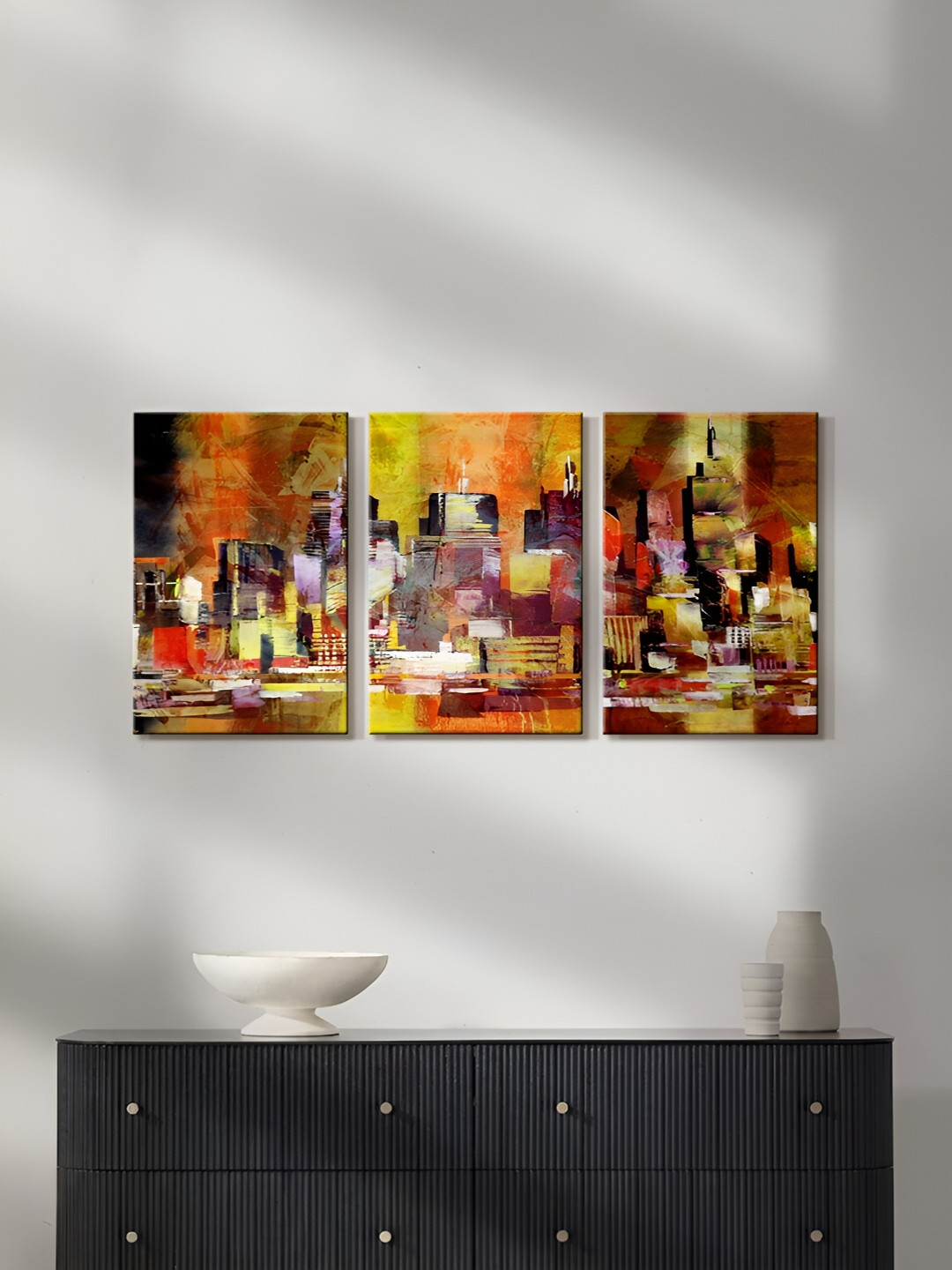 999Store Brown & Orange 3 Pieces Canvas Wall Arts