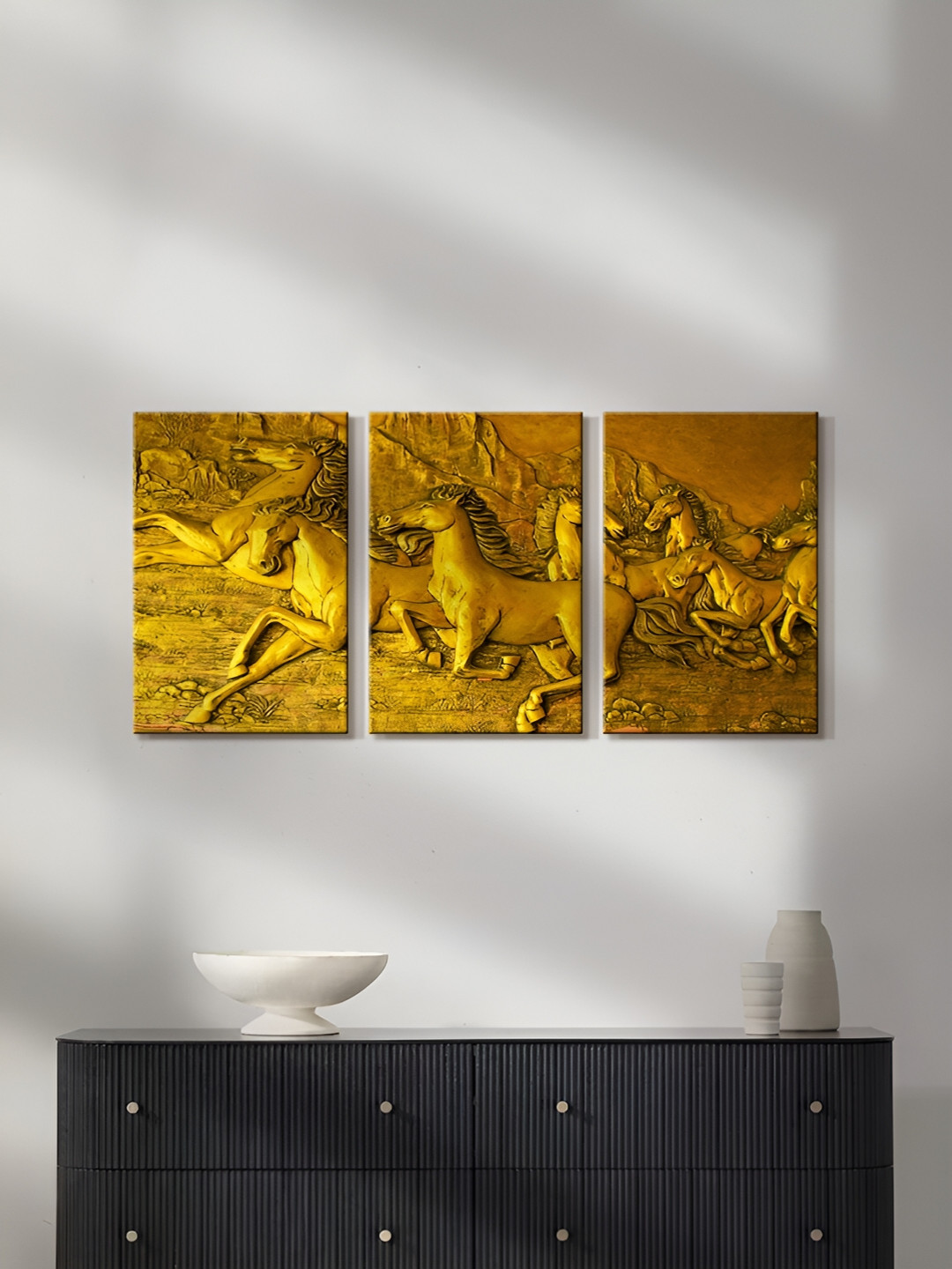 999Store Gold-Toned 3 Pieces Canvas Wall Arts