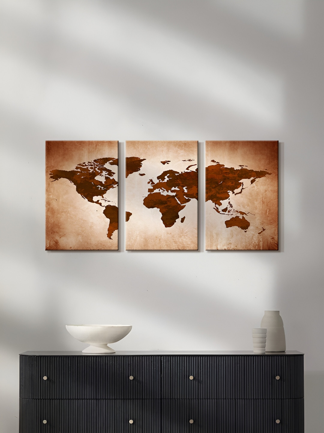 999Store Classical World Map Canvas 3 Piece Wall Rectangle Paintings Wall Art -16 x 10In