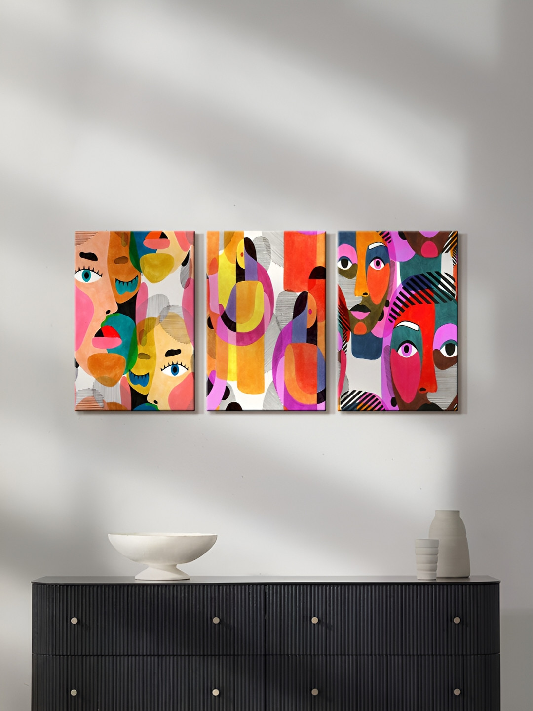 999Store Red & Pink 3 Piece Canvas Other Painting Wall Art