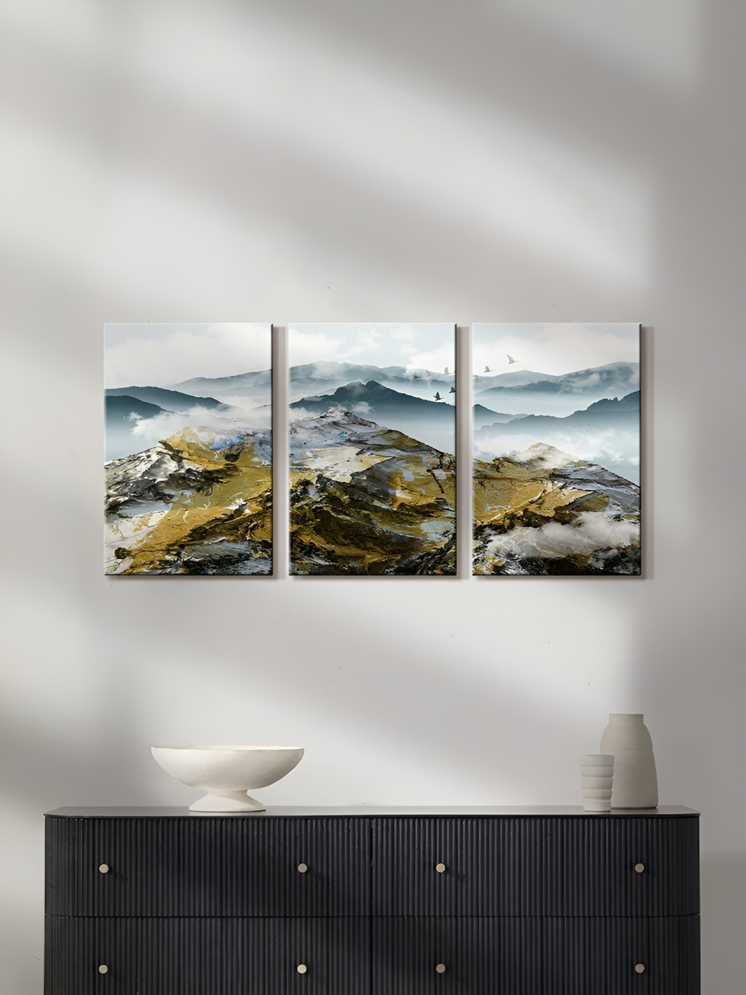 999Store Mountain View Art Canvas 3 Piece Wall Rectangle Paintings Wall Art -16 x 10In