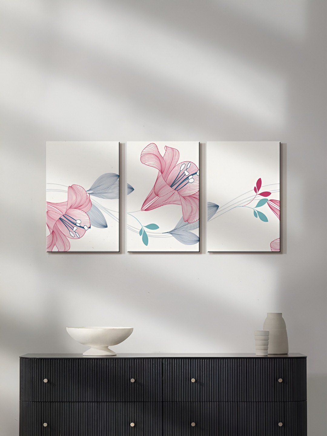 999Store Hibiscus Flower Canvas 3 Piece Wall Rectangle Paintings Wall Art -16 x 10In