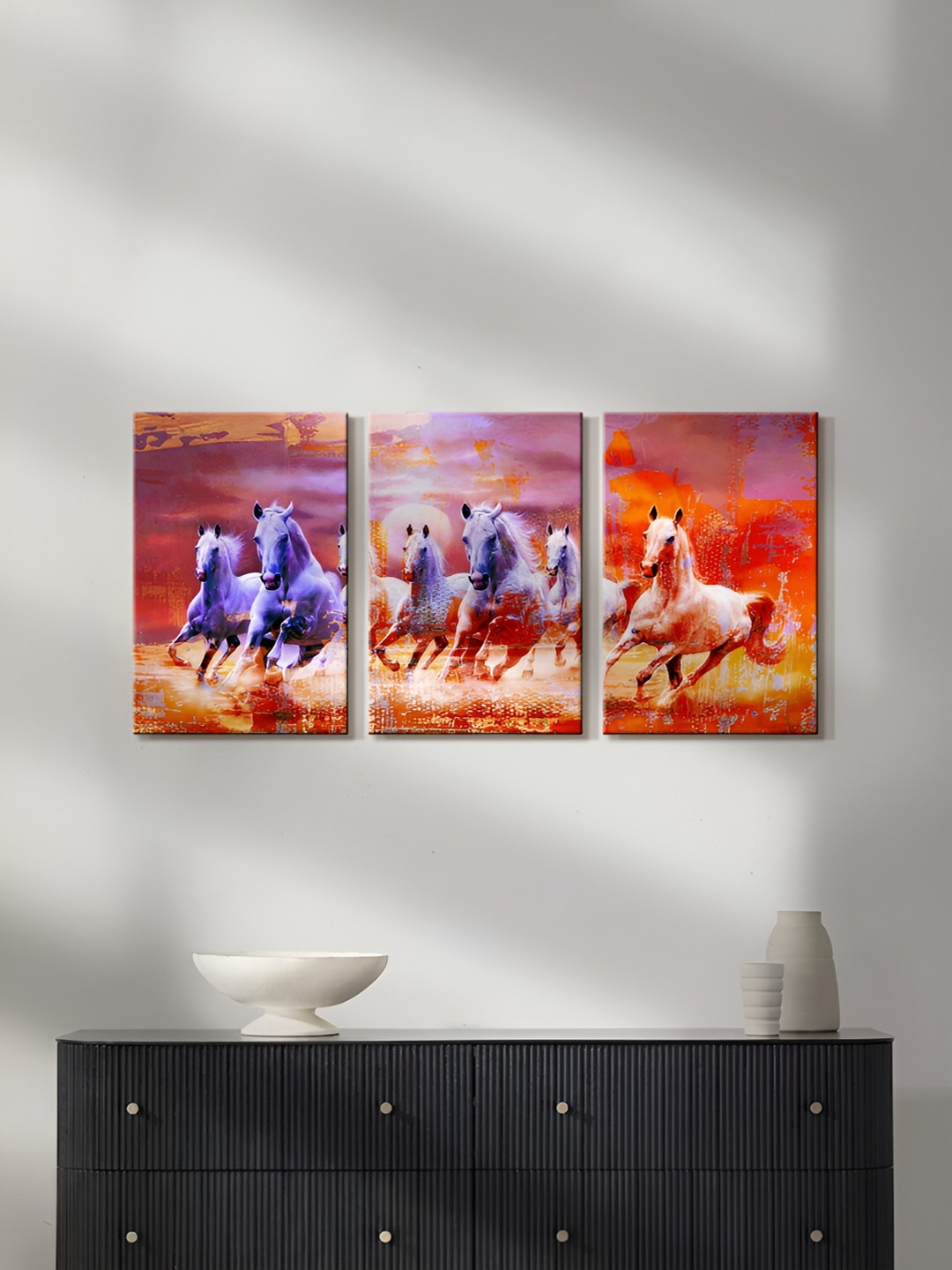 999Store Violet & Red 3 Pieces Canvas Painting Wall Arts