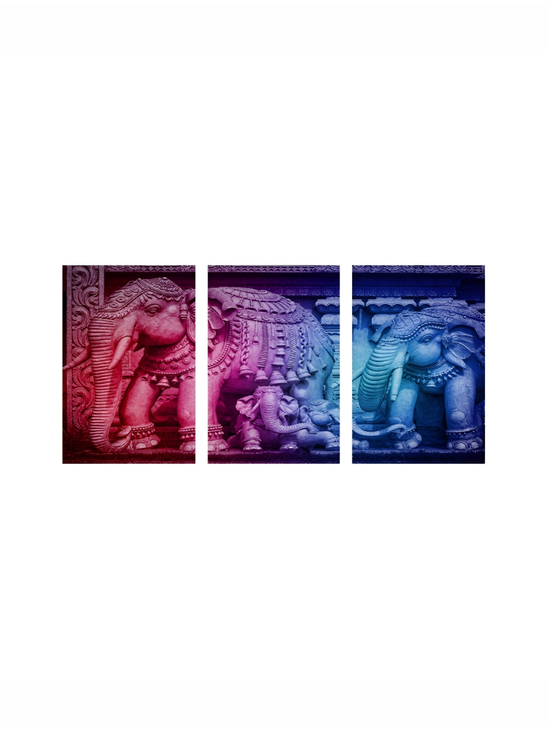 999Store Elephant Canvas 3 Piece Wall Rectangle Paintings Wall Art - 16 x 10In