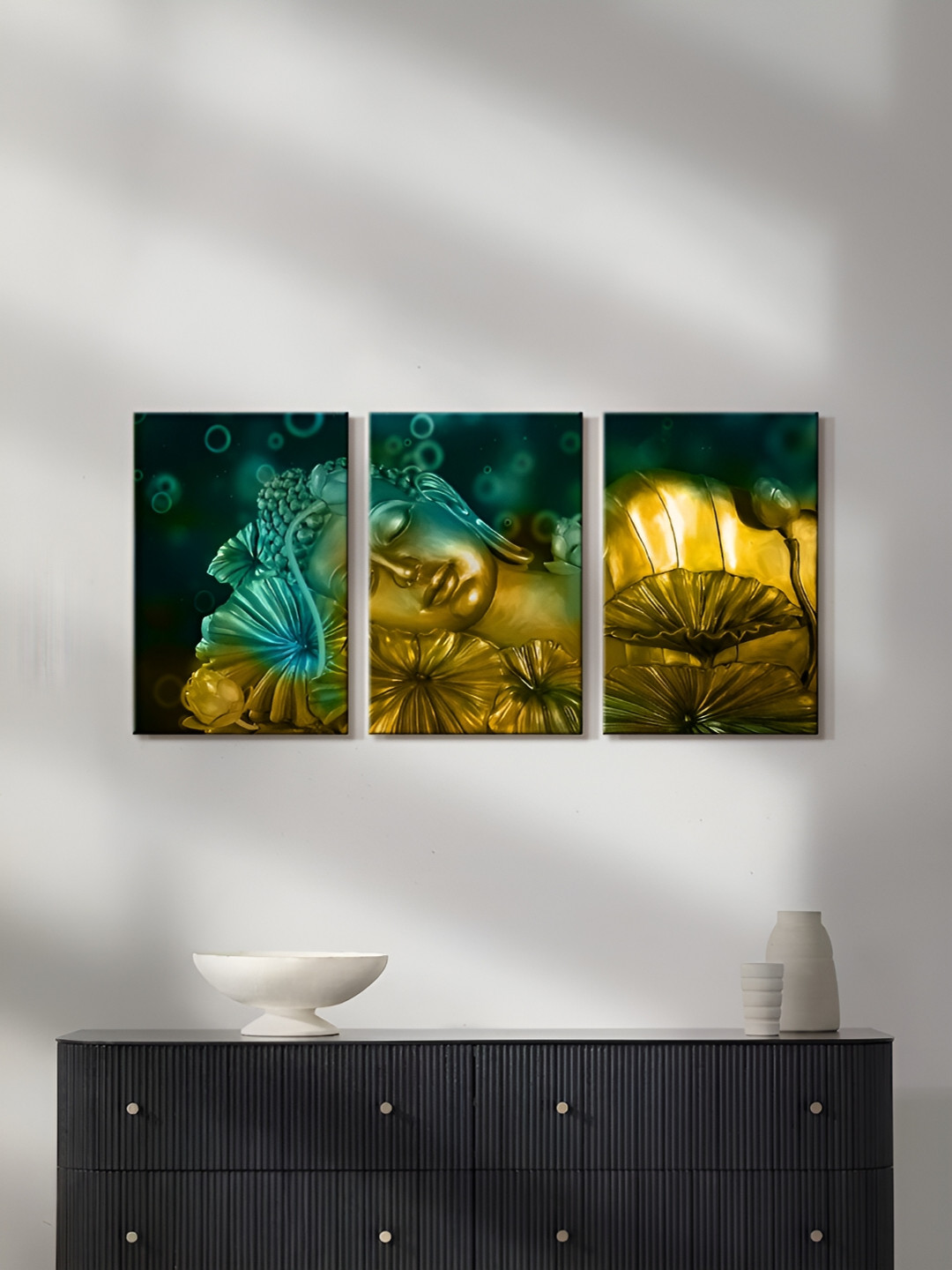 999Store Blue & Gold-Toned 3 Piece Canvas Other Painting Wall Art