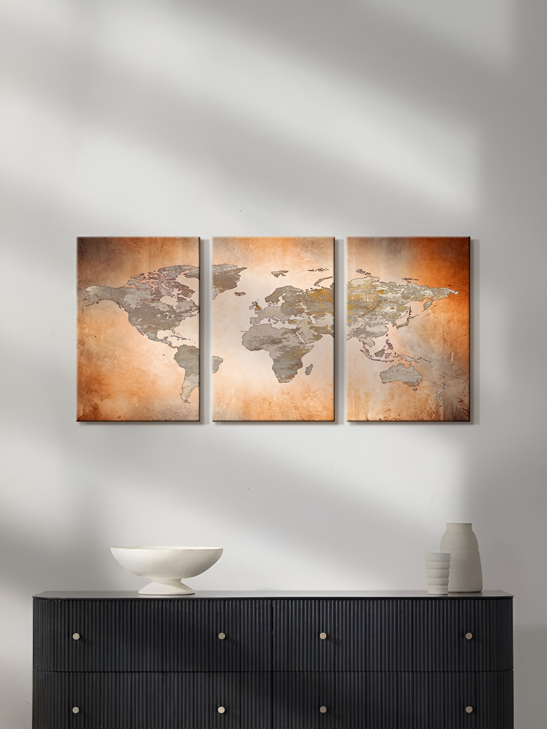 999Store World Map Canvas 3 Pcs Wall Rectangle Paintings Wall Art - 16x10In