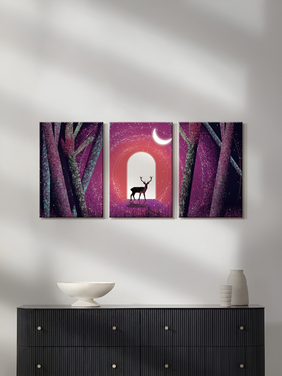 999Store Deer Canvas 3 Piece Wall Rectangle Paintings Wall Art - 16 x 10 In