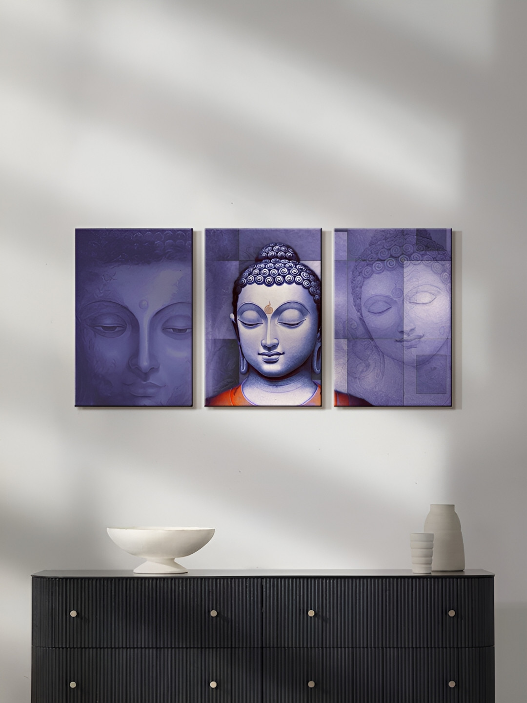 999Store Buddha Face Canvas 3 Piece Wall Rectangle Paintings Wall Art - 16 x 10In