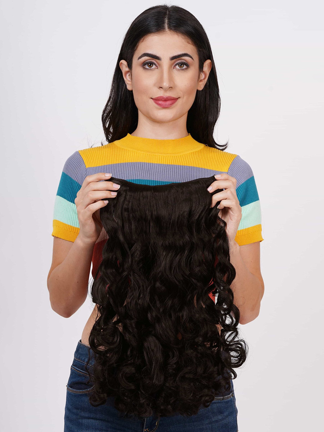 CRIBE 5 Clip Wavy Hair Extension - Brown