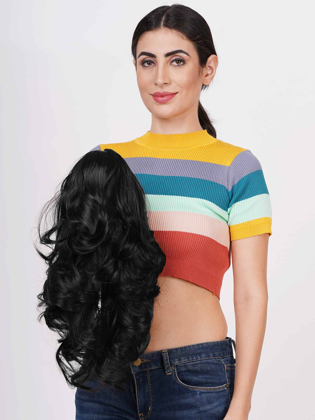 CRIBE Step Cutting Ponytail Hair Extension - Black