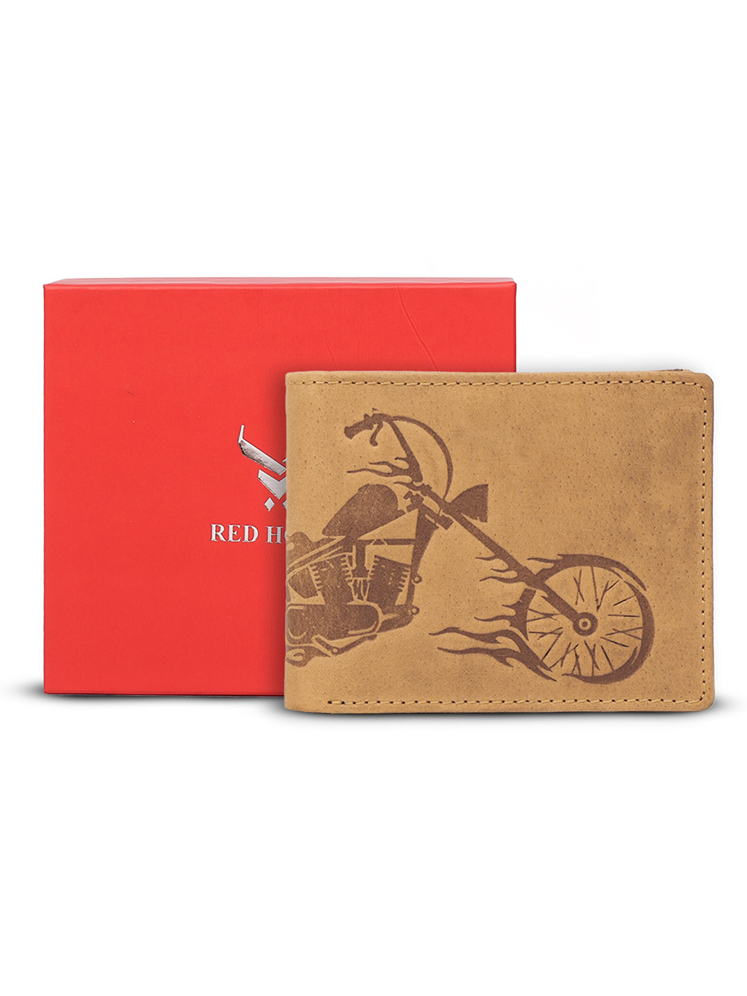 REDHORNS Men Graphic Printed Embossed Design Leather RFID Two Fold Wallet