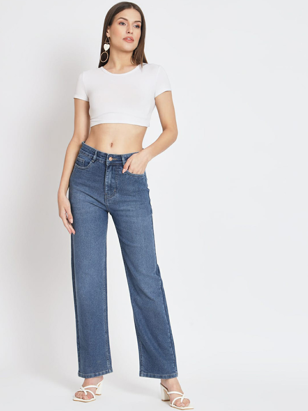 FASHIONFIBRE Women Straight Fit High-RiseLight Fade Jeans