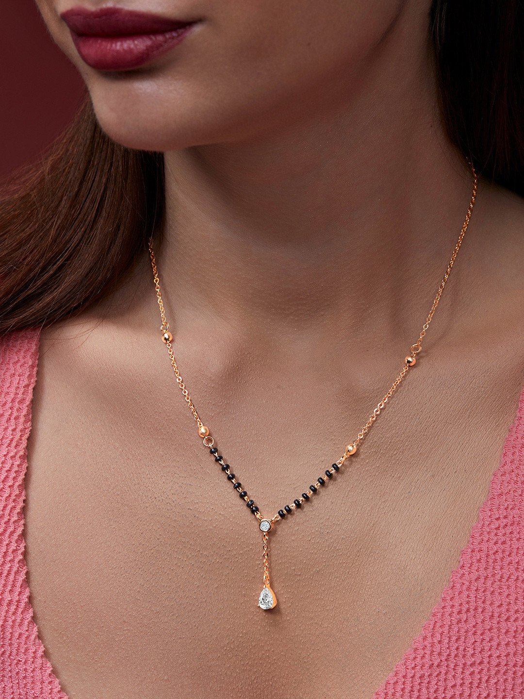 MINUTIAE Gold-Plated Artificial Stones and Beads Mangalsutra