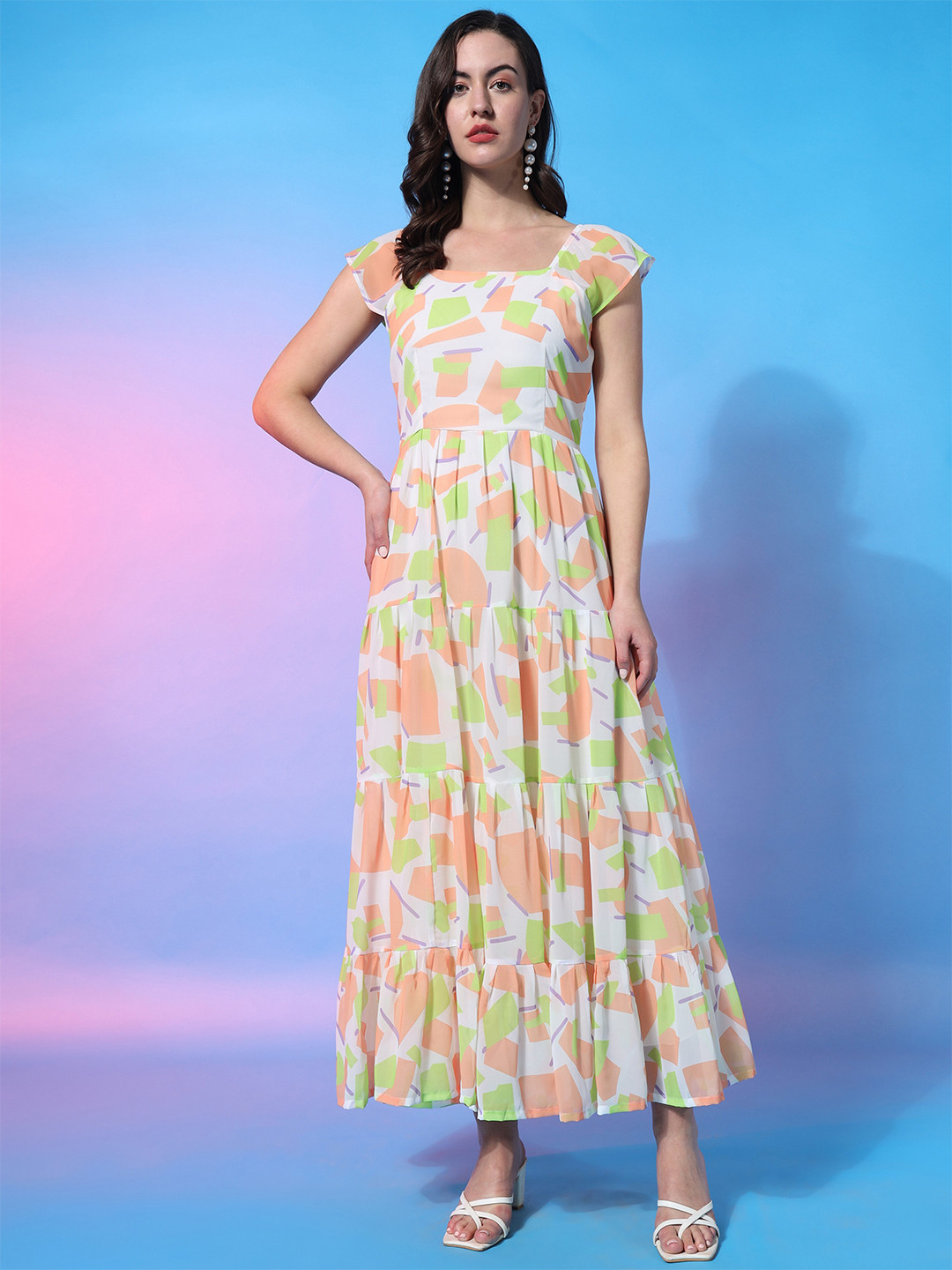 ASPORA Floral Print Georgette Maxi Dress