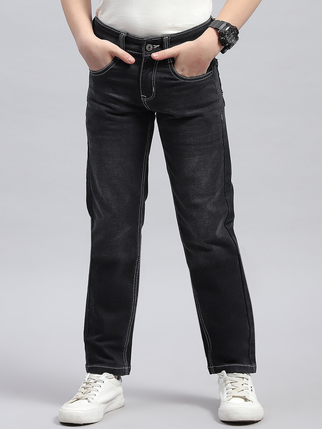 Monte Carlo Boys Light Fade Clean Look Stretchable Jeans