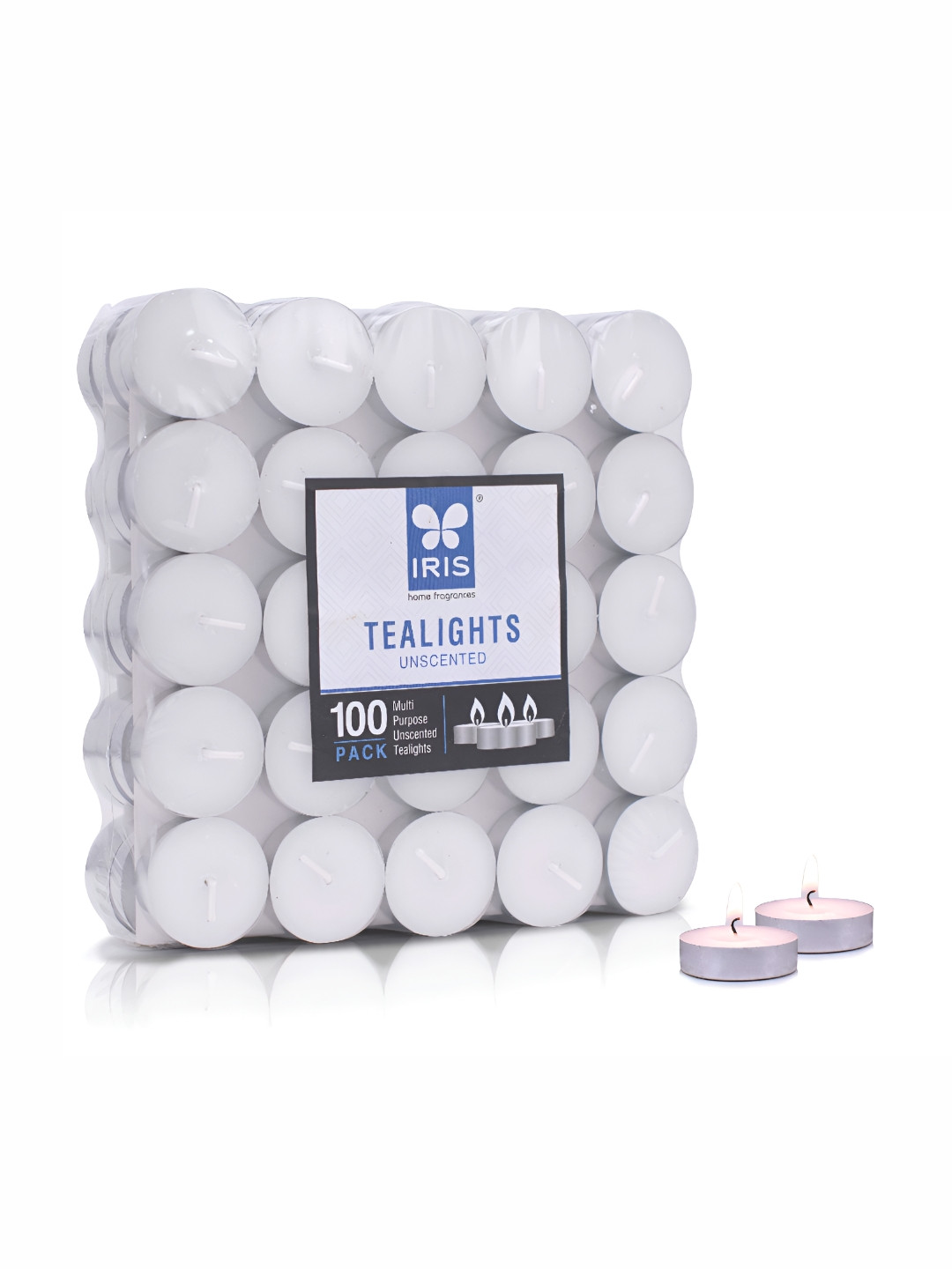 Iris 100Pcs Smokeless 1 Wick Solid Round Regular Tea Light Candles