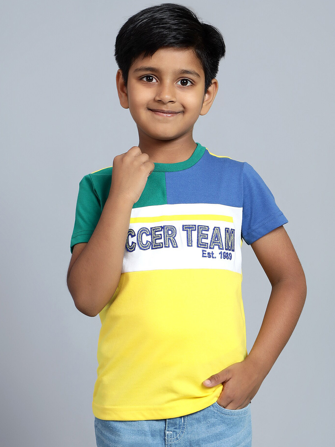 Cantabil Boys Typography Self Design Round Neck T-shirt