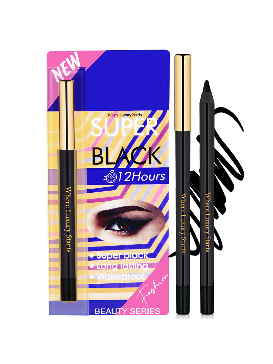 Adbeni 12 Hours Long Lasting Effect Smudge & Waterproof Kajal Eyeliner -1.6g- Black