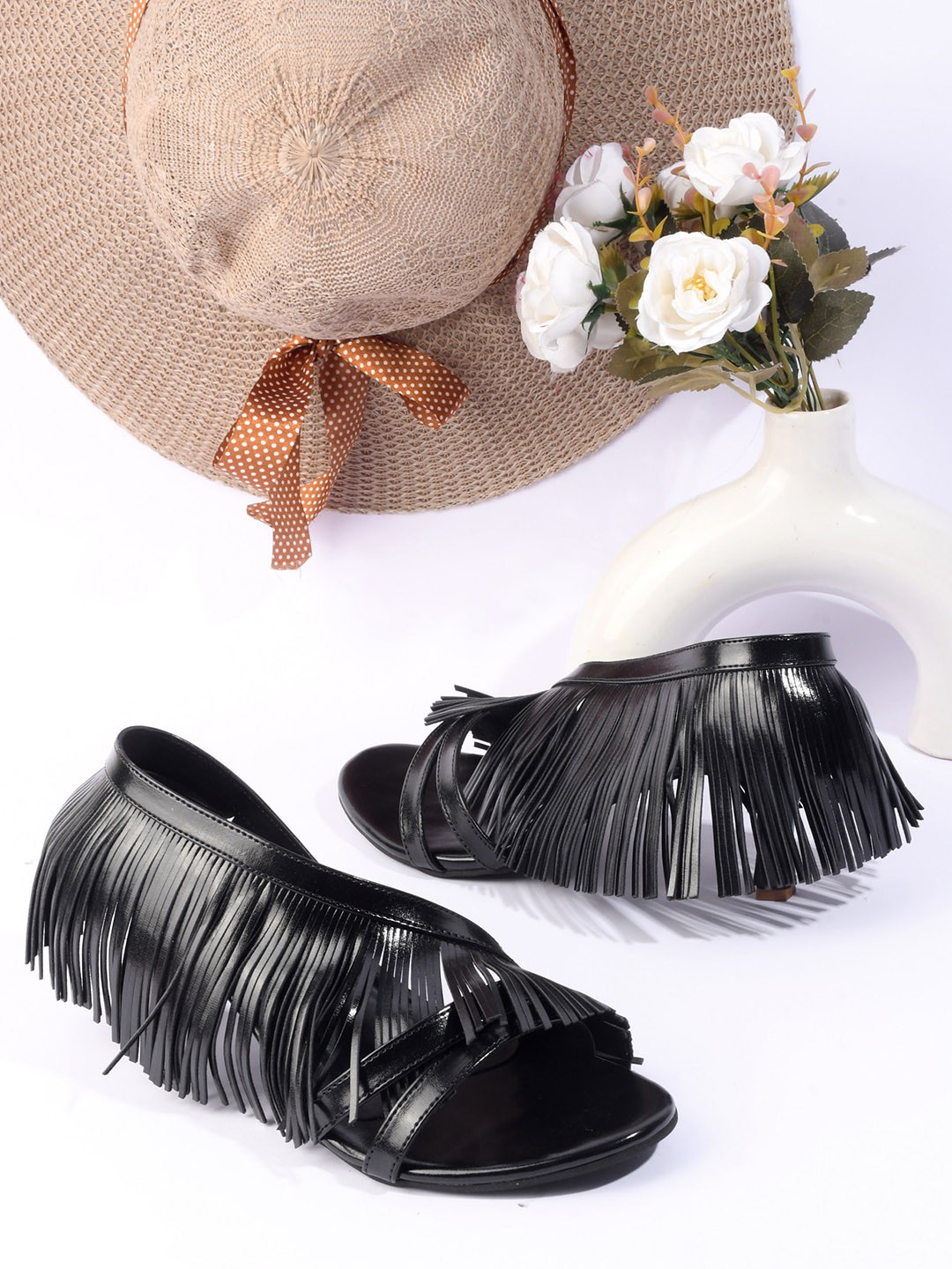 THE WHITE POLE Embellished Open Toe Ethnic Stiletto Heel Mules