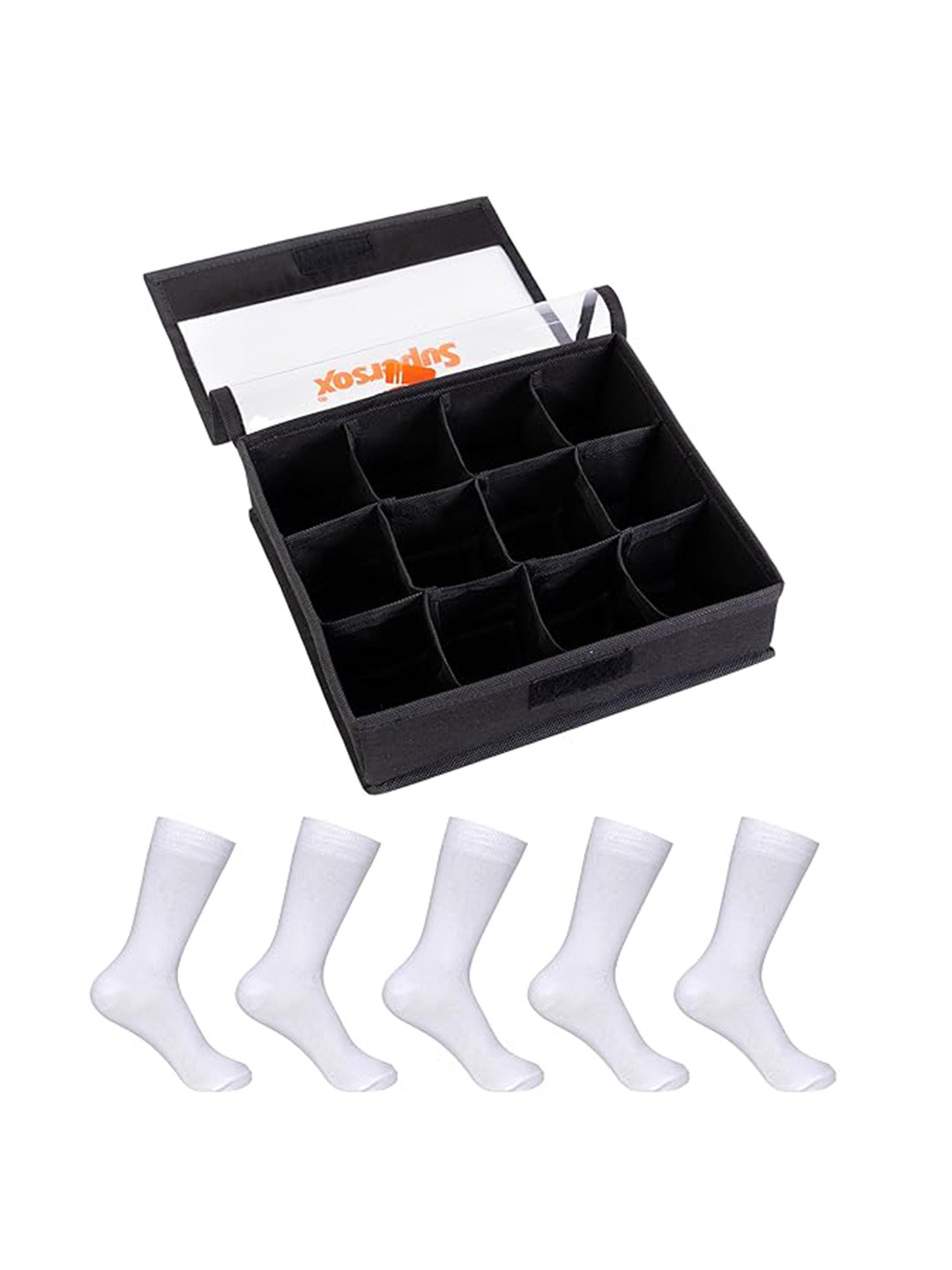 Supersox Kids Pack Of 5 Calf Length Cotton Socks with Sock Organizer