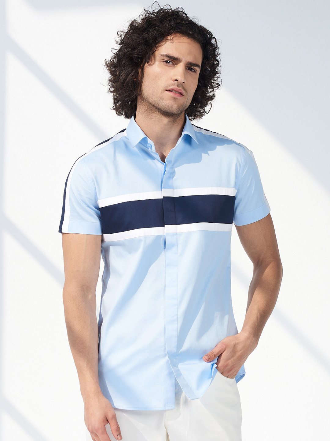 SEVENDC Premium Colourblocked Cotton Casual Shirt