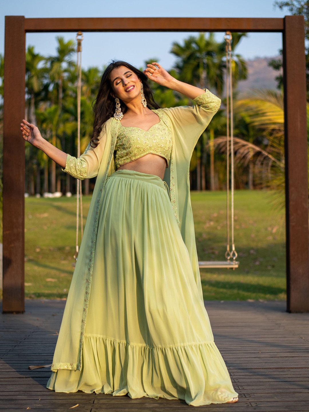 Label Shaurya Sanadhya Embroidered Ready to Wear Lehenga With Blouse & Jacket