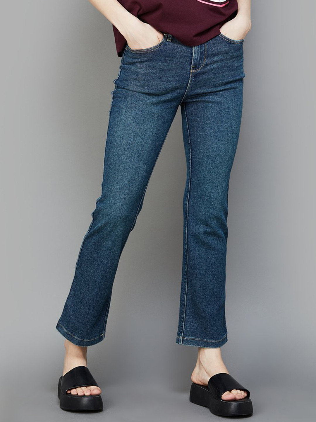 Xpose Women Comfort Bootcut High-Rise Light Fade Stretchable Jeans