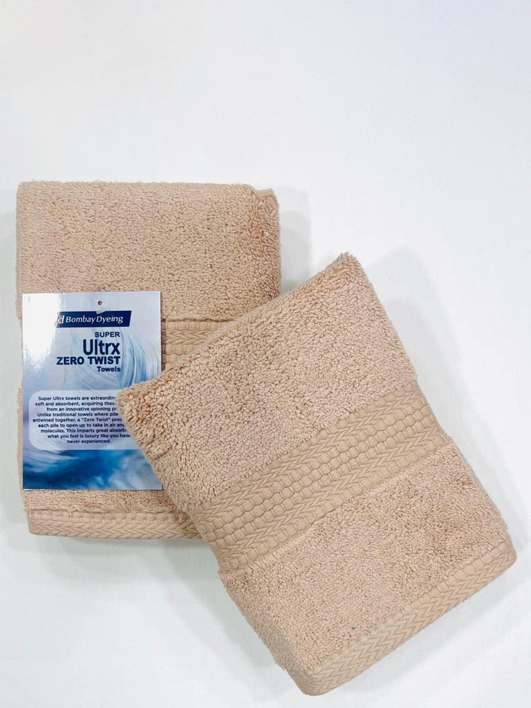 BOMBAY DYEING Coffee Brown 2 Pieces Pure Cotton 650 GSM Hand Towels