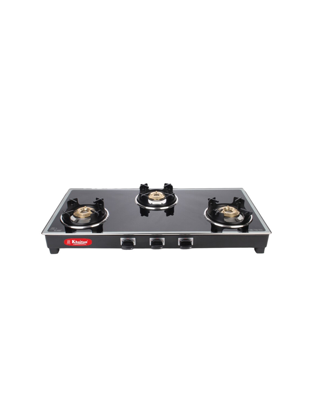 Khaitan Black 3 Burner Glass Gas Stove