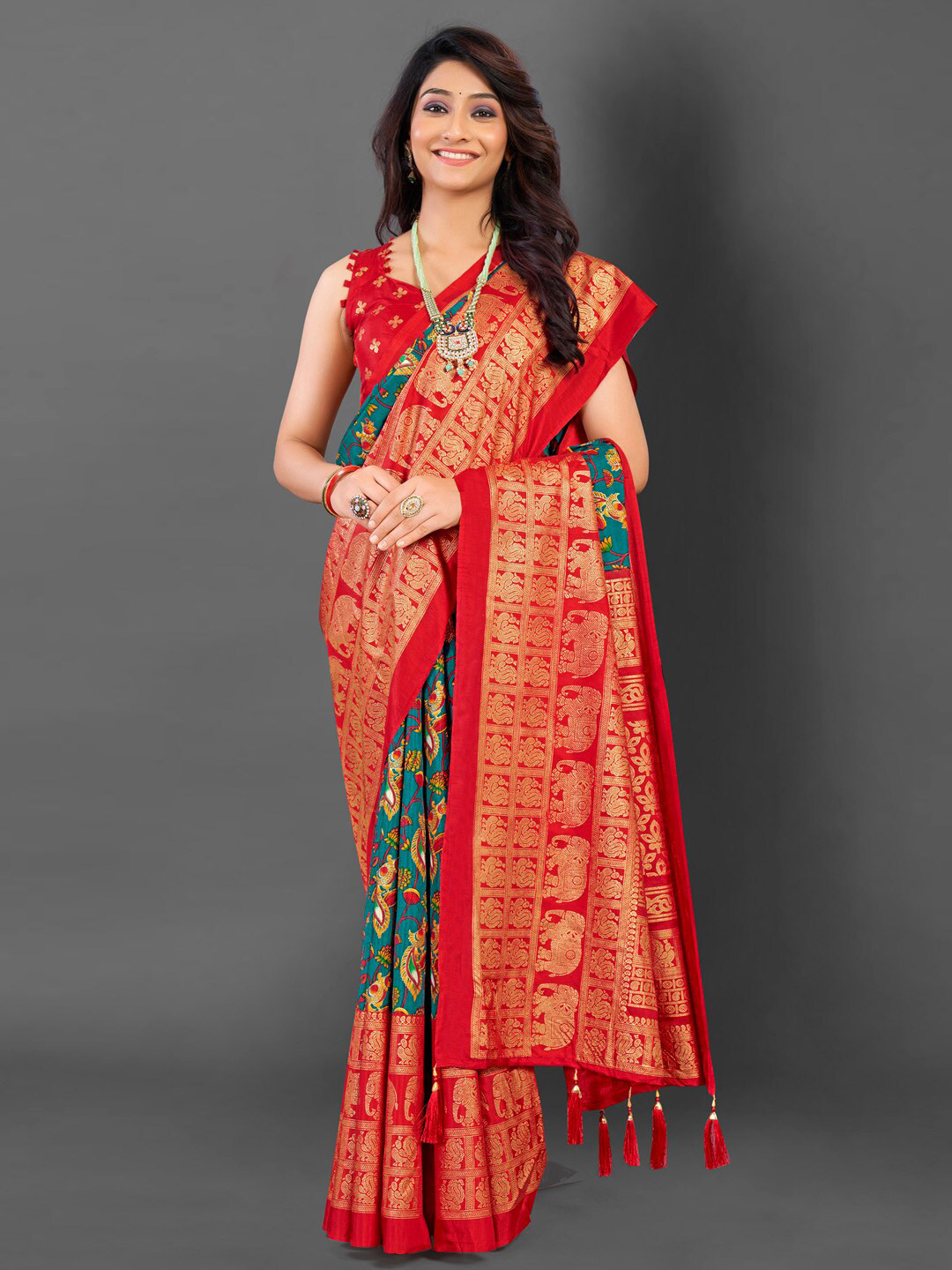 Mitera Floral Zari Pochampally Saree
